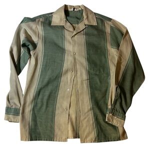 Vintage Green and Tan Button Down Shirt